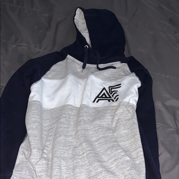 AMERICAN EAGLE HOODIE GRAY WHITE NAVY BLUE - Picture 1 of 4
